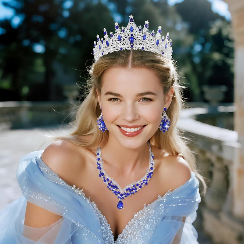 Kamirola Tiaras and Crowns for Women,Tiaras Earrings Necklace, Crystal Bridal Jewelry Set, Costume Party Halloween Prom Pageant Jewelry for Women (TR28) - Image 3
